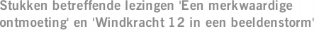 Stukken betreffende lezingen 'Een merkwaardige ontmoeting' en 'Windkracht 12 in een beeldenstorm'