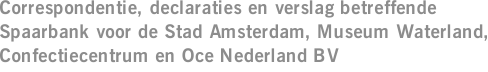 Correspondentie, declaraties en verslag betreffende Spaarbank voor de Stad Amsterdam, Museum Waterland, Confectiecentrum en Oce Nederland BV
