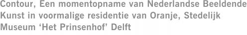 Contour, Een momentopname van Nederlandse Beeldende Kunst in voormalige residentie van Oranje, Stedelijk Museum ‘Het Prinsenhof’ Delft