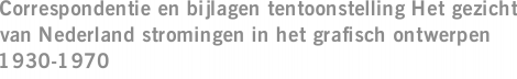 Correspondentie en bijlagen tentoonstelling Het gezicht van Nederland stromingen in het grafisch ontwerpen 1930-1970