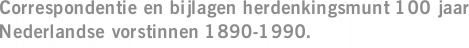 Correspondentie en bijlagen herdenkingsmunt 100 jaar Nederlandse vorstinnen 1890-1990.